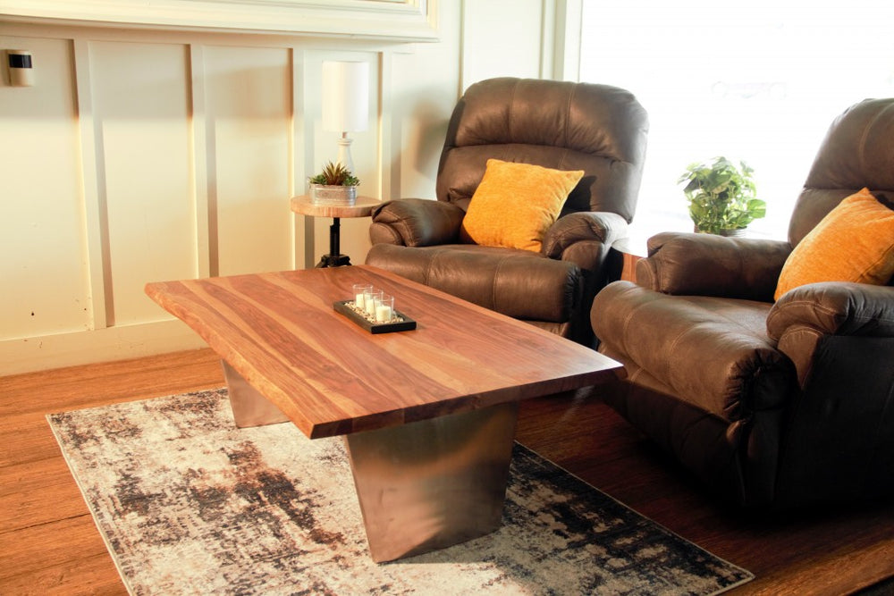 31" Natural Solid Wood And Steel Coffee Table - Homeroots - Flyclothing LLC