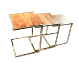 Set of Three Stylish Wood and Metal C Shaped Nesting End Tables - Homeroots - Flyclothing LLC