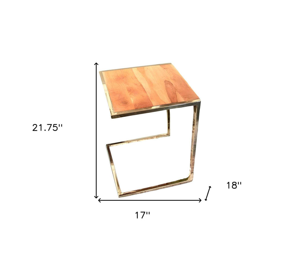 Set of Three Stylish Wood and Metal C Shaped Nesting End Tables - Homeroots - Flyclothing LLC