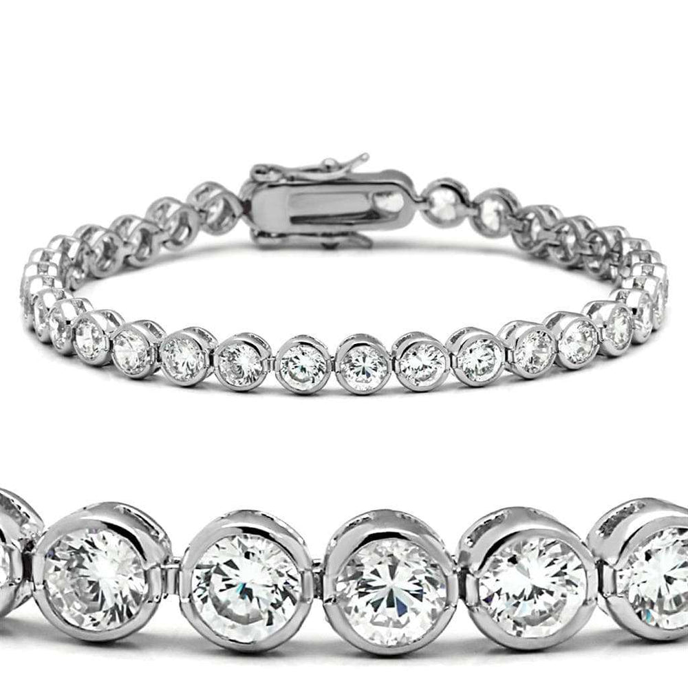 47201 - Rhodium Brass Bracelet with AAA Grade CZ in Clear - Alamode - Flyclothing LLC