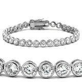 47201 - Rhodium Brass Bracelet with AAA Grade CZ in Clear - Alamode - Flyclothing LLC