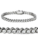 47203 - Rhodium Brass Bracelet with AAA Grade CZ in Clear - Alamode - Flyclothing LLC
