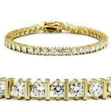 47205 - Gold Brass Bracelet with AAA Grade CZ in Clear - Alamode - Flyclothing LLC