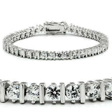 47206 - Rhodium Brass Bracelet with AAA Grade CZ in Clear - Alamode - Flyclothing LLC