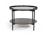 Modern Black Marble Painted Round Metal Coffee Table - Homeroots - Flyclothing LLC