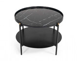 Modern Black Marble Painted Round Metal Coffee Table - Homeroots - Flyclothing LLC