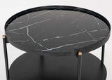 Modern Black Marble Painted Round Metal Coffee Table - Homeroots - Flyclothing LLC