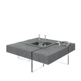 47" Gray And Clear Concrete And Glass Square Coffee Table - Homeroots - Flyclothing LLC
