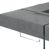 47" Gray And Clear Concrete And Glass Square Coffee Table - Homeroots - Flyclothing LLC