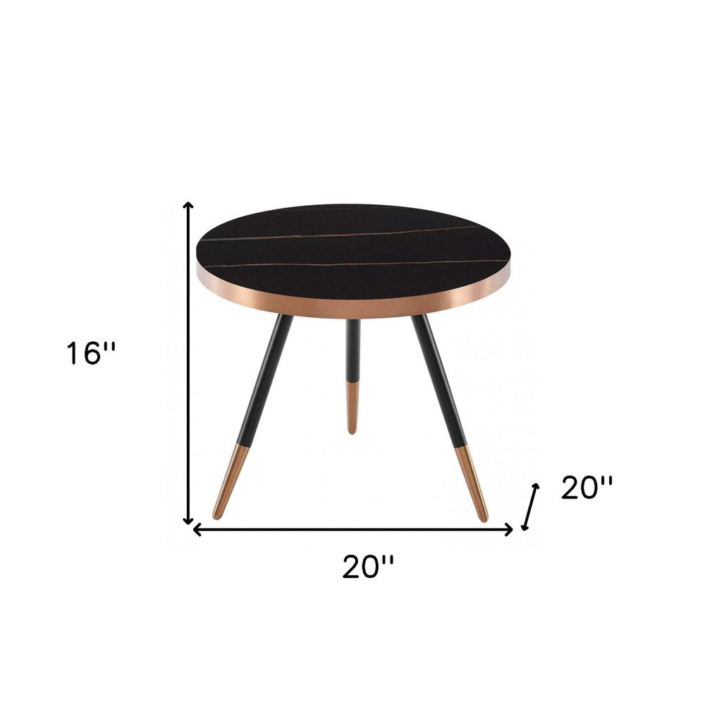 Modern Small Black and Gold Ceramic Coffee Table - Homeroots - Flyclothing LLC