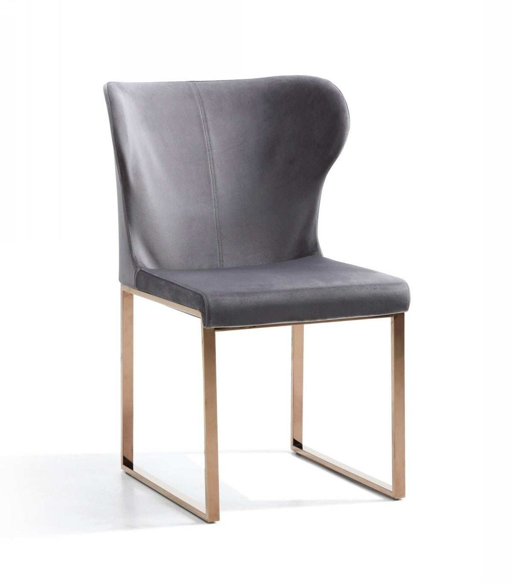 Gray Rosegold Velvet Dining Chair - Homeroots - Flyclothing LLC