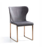Gray Rosegold Velvet Dining Chair - Homeroots - Flyclothing LLC