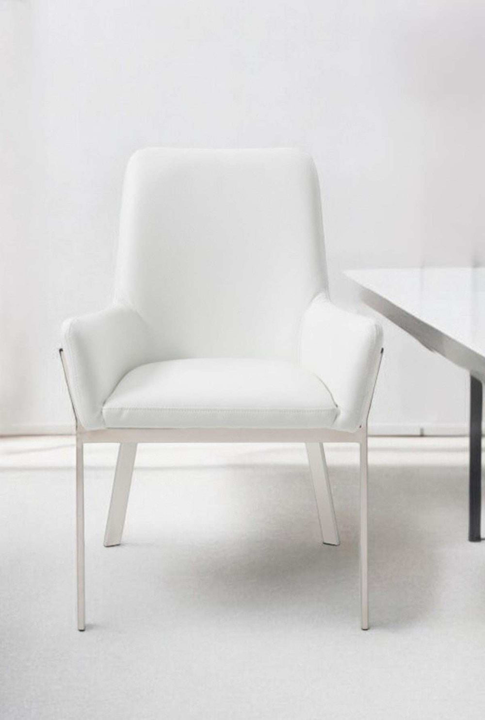 White Faux Leather Dining Chair - Homeroots - Flyclothing LLC