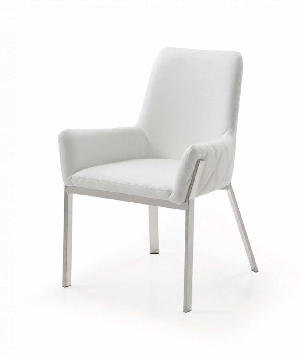 White Faux Leather Dining Chair - Homeroots - Flyclothing LLC