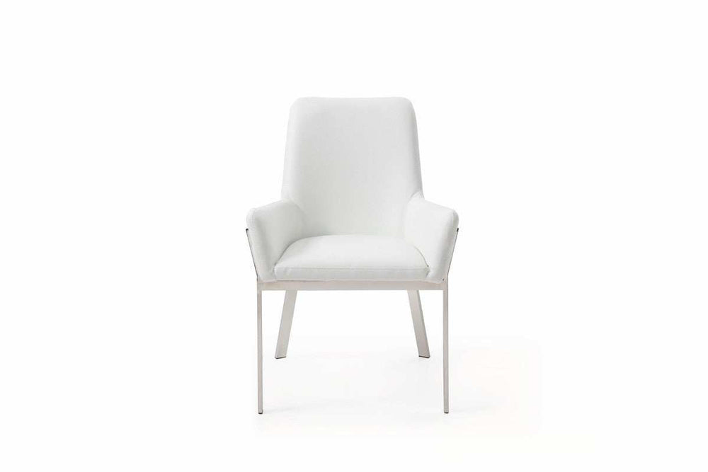 White Faux Leather Dining Chair - Homeroots - Flyclothing LLC