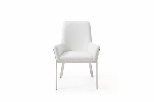 White Faux Leather Dining Chair - Homeroots - Flyclothing LLC