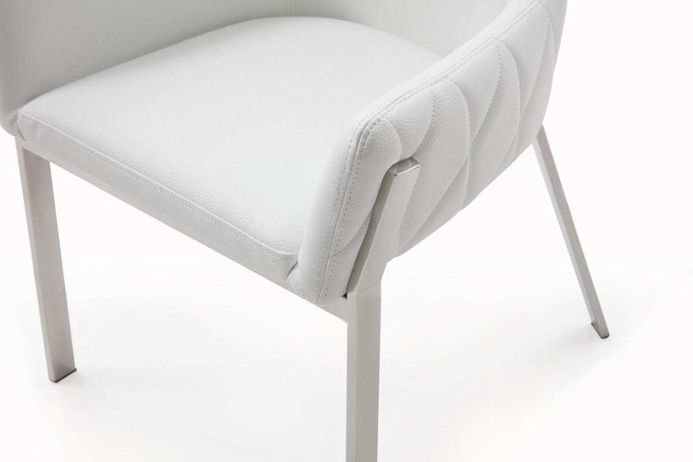 White Faux Leather Dining Chair - Homeroots - Flyclothing LLC