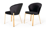 Set of Two Black And Champagne Upholstered Velvet Wing Back Dining Side Chairs - Homeroots - Flyclothing LLC
