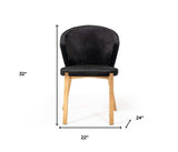 Set of Two Black And Champagne Upholstered Velvet Wing Back Dining Side Chairs - Homeroots - Flyclothing LLC