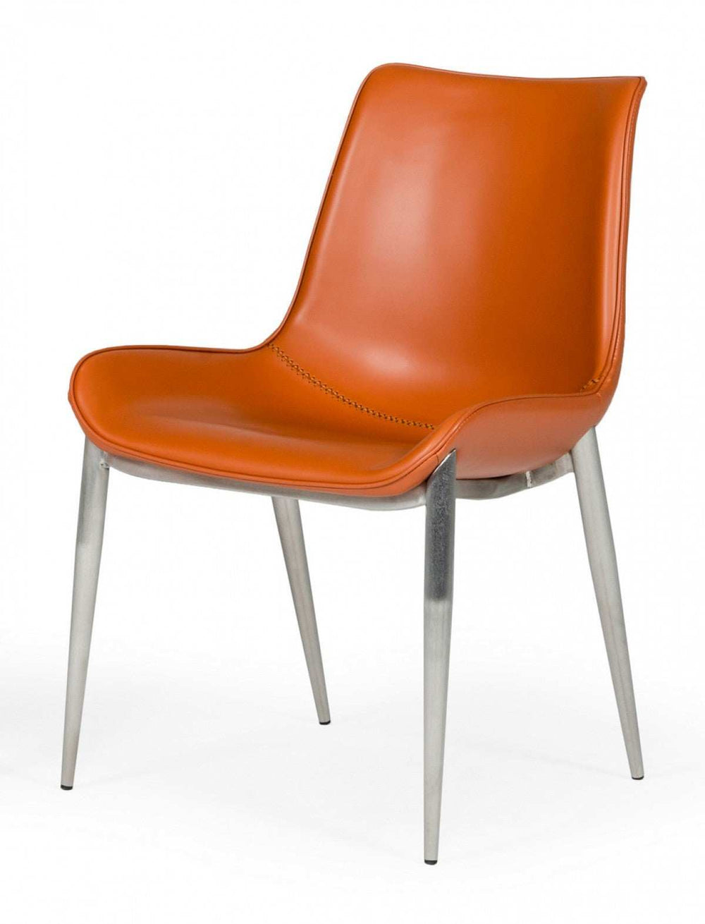 Set of Two Cognac Faux Leather Modern Dining Chairs - Homeroots - Flyclothing LLC