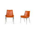 Set of Two Cognac Faux Leather Modern Dining Chairs - Homeroots - Flyclothing LLC