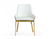 White And Gold Upholstered Faux Leather Dining Arm Chair - Homeroots - Flyclothing LLC