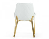 White And Gold Upholstered Faux Leather Dining Arm Chair - Homeroots - Flyclothing LLC