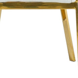 White And Gold Upholstered Faux Leather Dining Arm Chair - Homeroots - Flyclothing LLC
