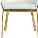 White And Gold Upholstered Faux Leather Dining Arm Chair - Homeroots - Flyclothing LLC