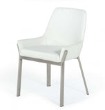White Brushed Stainless Steel Dining Chair - Homeroots - Flyclothing LLC