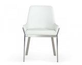 White Brushed Stainless Steel Dining Chair - Homeroots - Flyclothing LLC