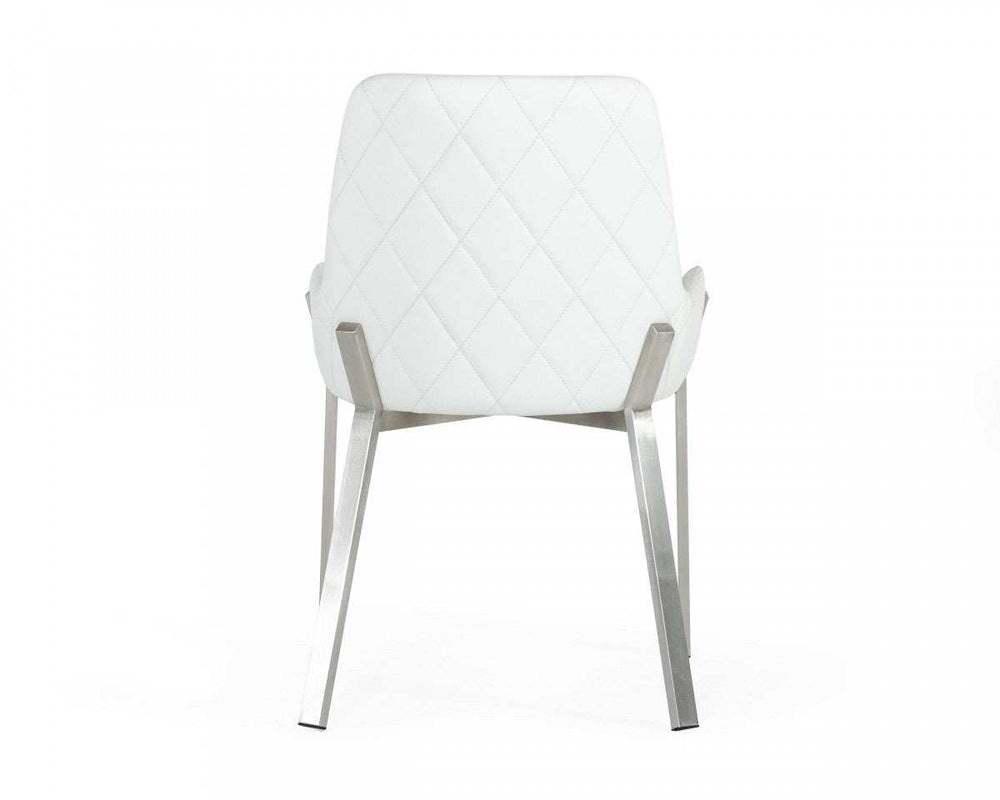 White Brushed Stainless Steel Dining Chair - Homeroots - Flyclothing LLC