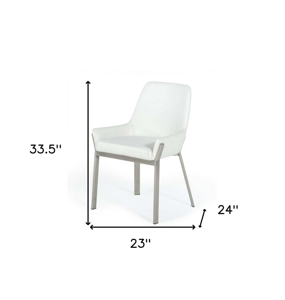 White Brushed Stainless Steel Dining Chair - Homeroots - Flyclothing LLC