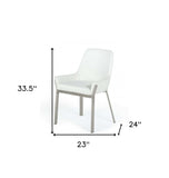 White Brushed Stainless Steel Dining Chair - Homeroots - Flyclothing LLC