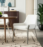 White Brushed Stainless Steel Dining Chair - Homeroots - Flyclothing LLC
