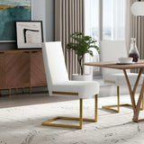 Set of Two White Gold Modern Dining Chairs - Homeroots - Flyclothing LLC