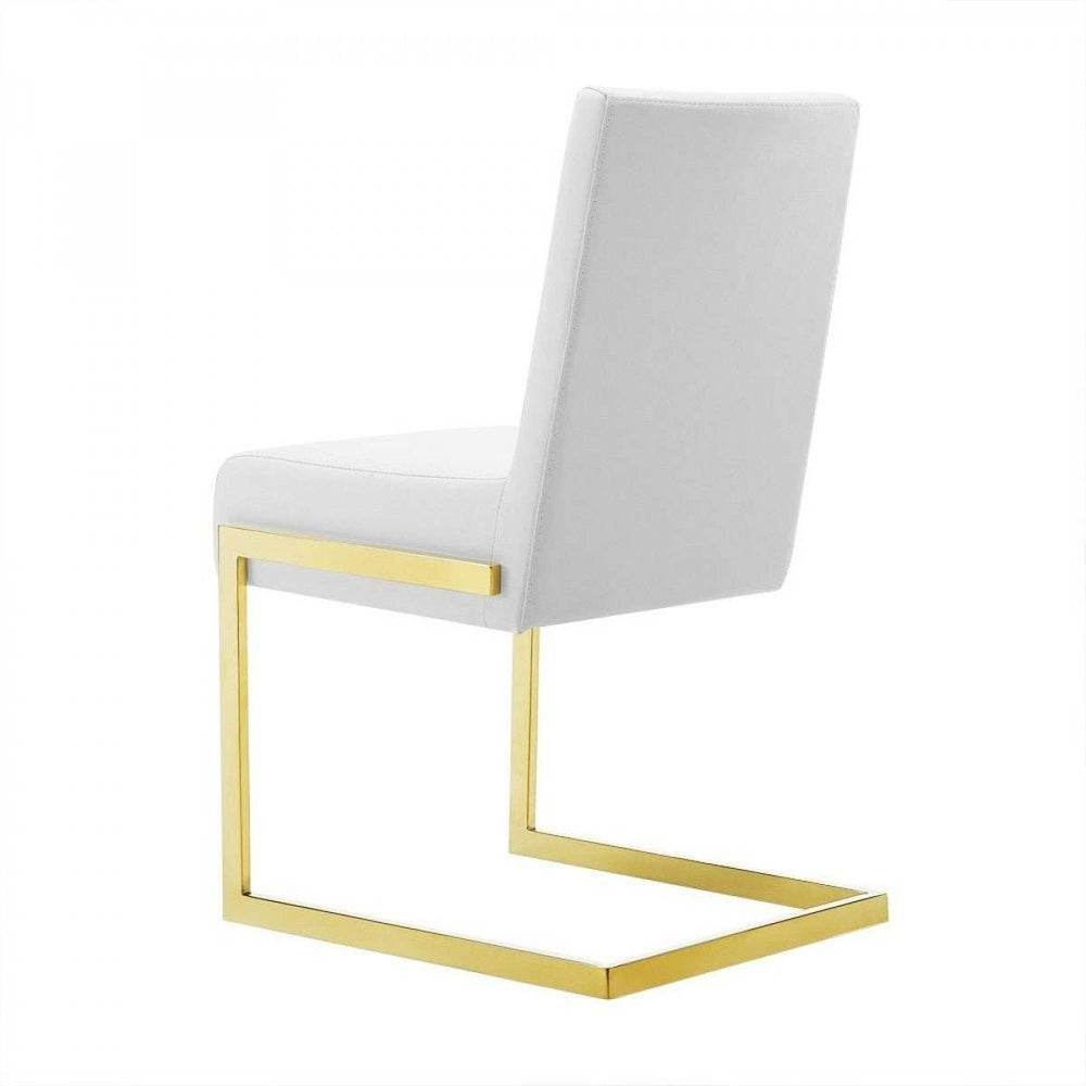 Set of Two White Gold Modern Dining Chairs - Homeroots - Flyclothing LLC