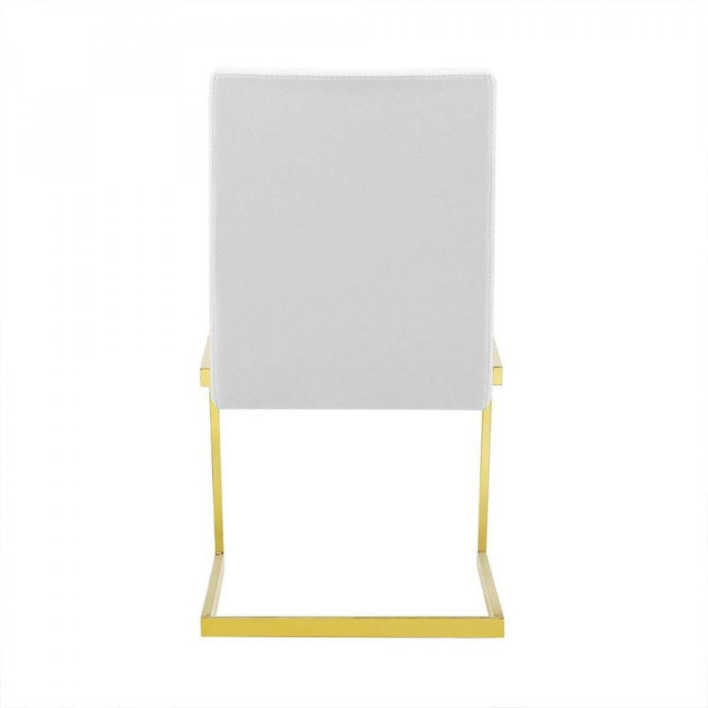 Set of Two White Gold Modern Dining Chairs - Homeroots - Flyclothing LLC