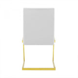 Set of Two White Gold Modern Dining Chairs - Homeroots - Flyclothing LLC