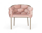 Pink Geo Velvet and Brushed Brass Velvet Dining Chair - Homeroots - Flyclothing LLC