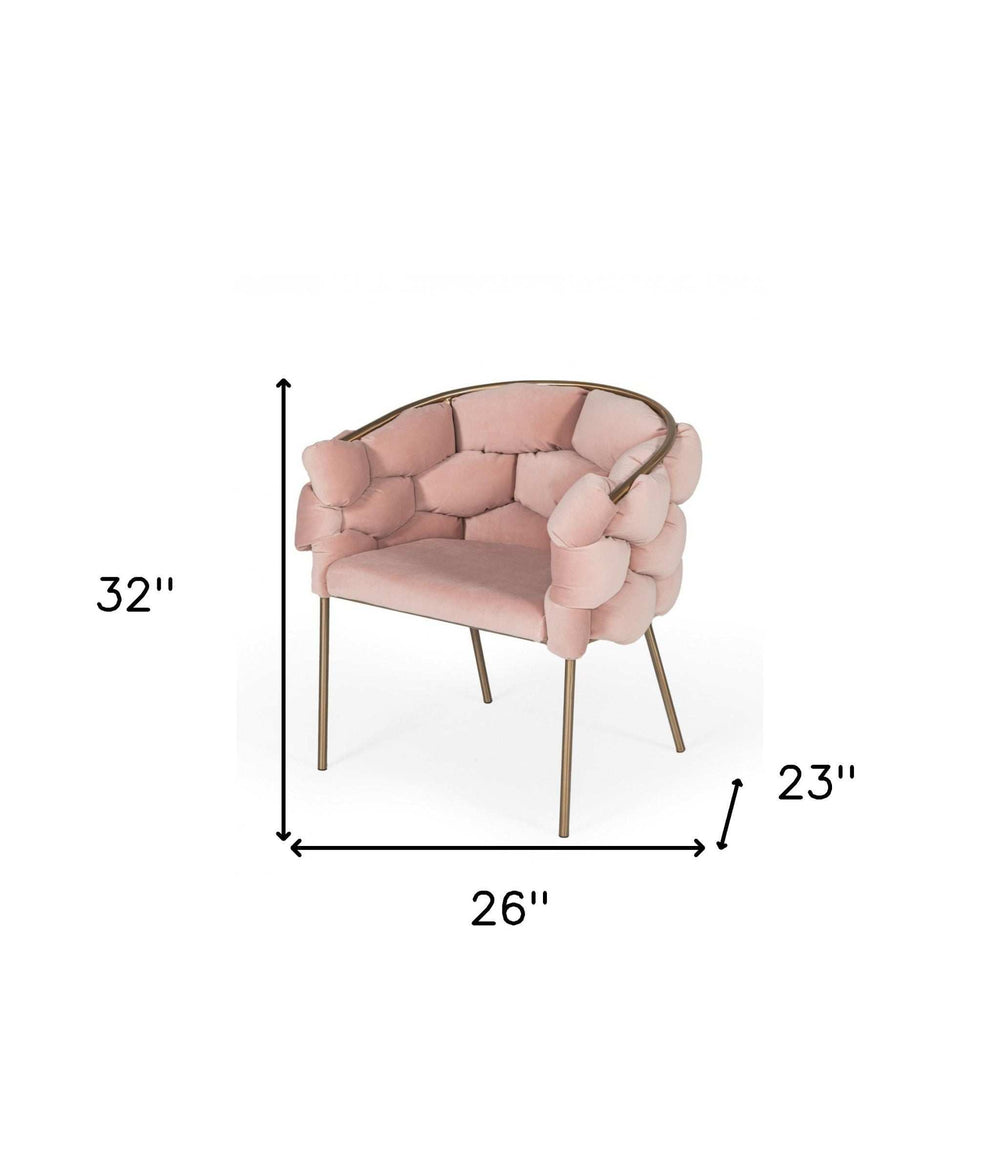 Pink Geo Velvet and Brushed Brass Velvet Dining Chair - Homeroots - Flyclothing LLC