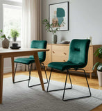 Set of Two Emerald Green Velvet Dining Chairs - Homeroots - Flyclothing LLC