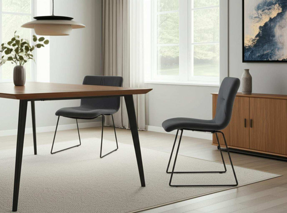 Set of Two Dark Gray Velvet Dining Chairs - Homeroots - Flyclothing LLC