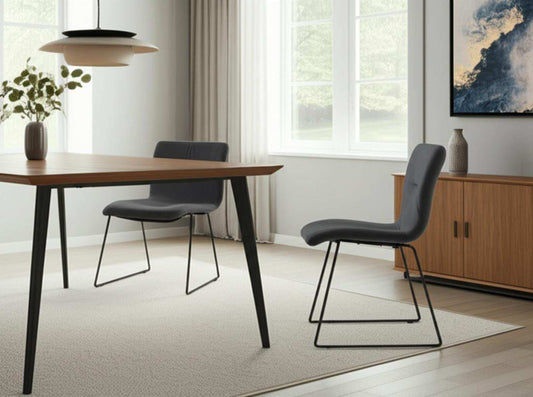 Set of Two Dark Gray Velvet Dining Chairs - Homeroots - Flyclothing LLC