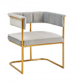 Gray And Gold Upholstered Fabric Dining Arm Chair - Homeroots - Flyclothing LLC
