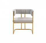 Gray And Gold Upholstered Fabric Dining Arm Chair - Homeroots - Flyclothing LLC