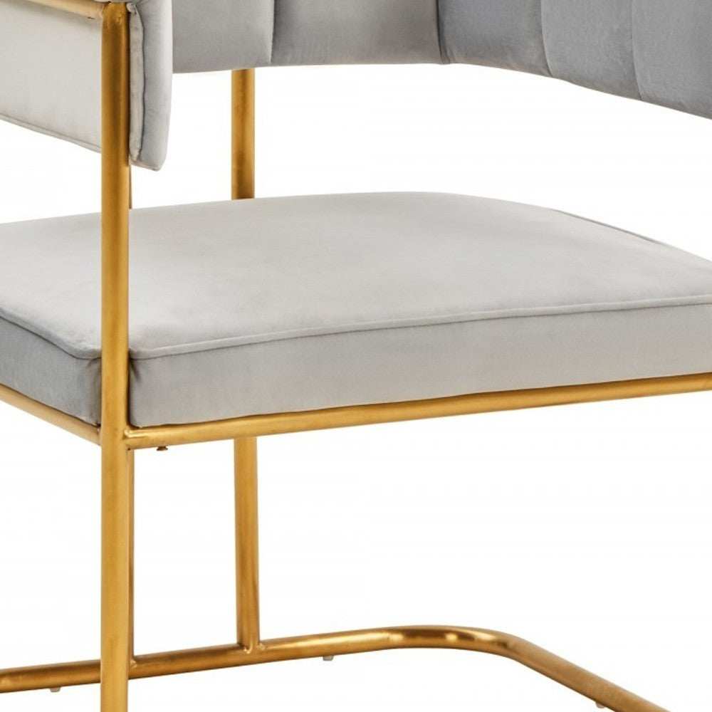 Gray And Gold Upholstered Fabric Dining Arm Chair - Homeroots - Flyclothing LLC