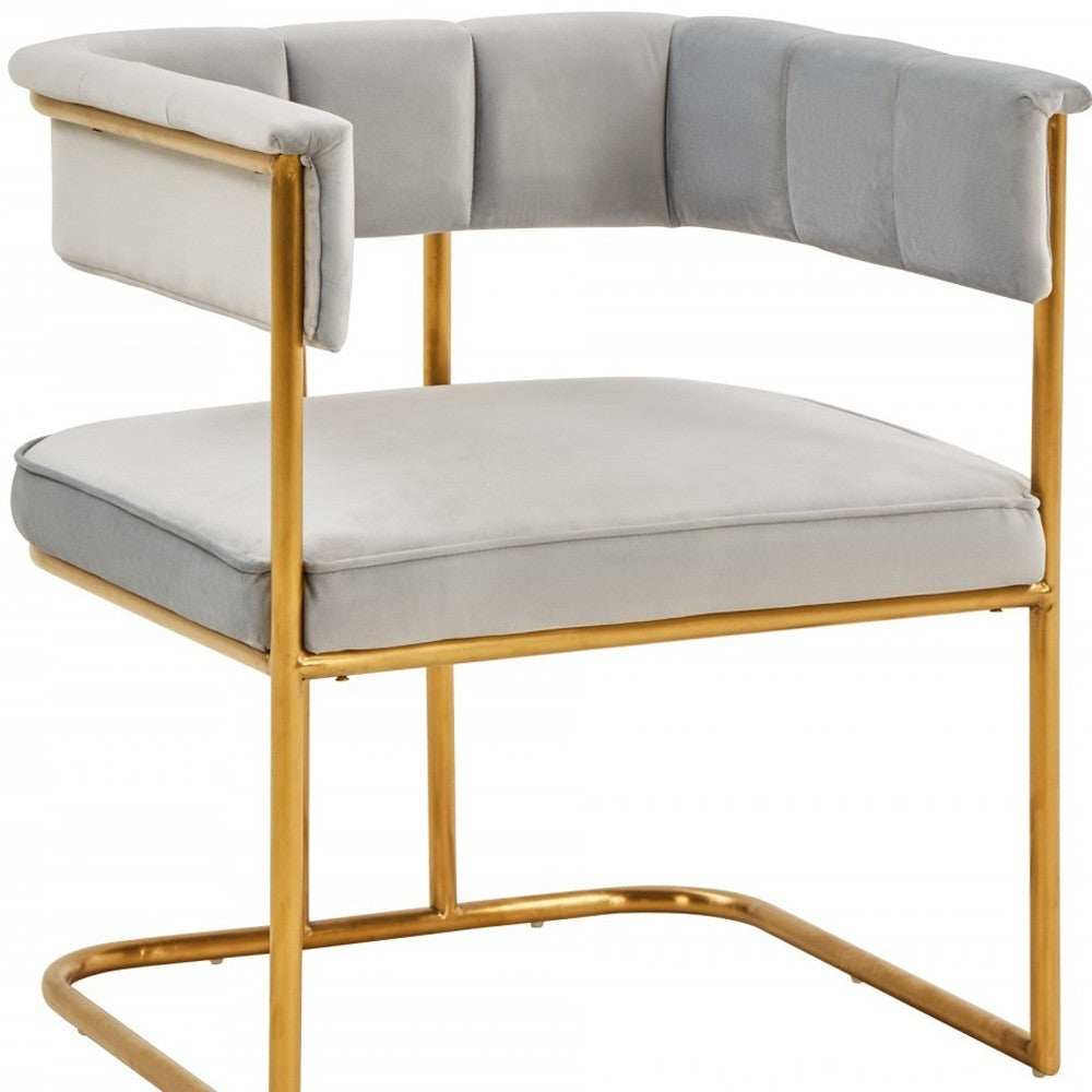 Gray And Gold Upholstered Fabric Dining Arm Chair - Homeroots - Flyclothing LLC