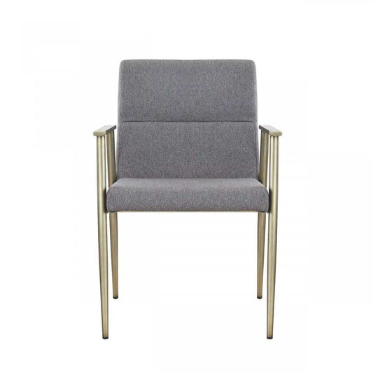 Gray Antique Brass Contemporary Dining Chair - Homeroots - Flyclothing LLC