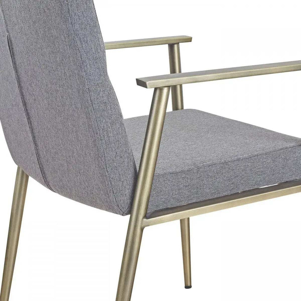 Gray Antique Brass Contemporary Dining Chair - Homeroots - Flyclothing LLC